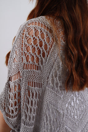 Tara Crochet Top in Grey