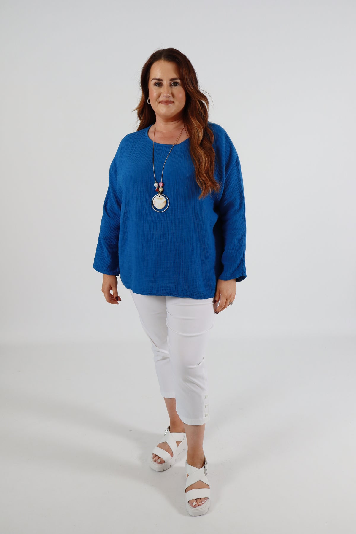 Blair Cotton Blouse in Royal Blue
