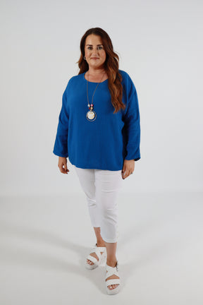 Blair Cotton Blouse in Royal Blue