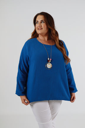 Blair Cotton Blouse in Royal Blue
