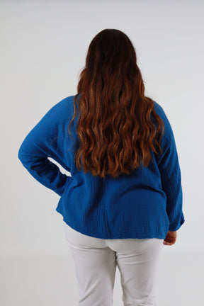 Blair Cotton Blouse in Royal Blue
