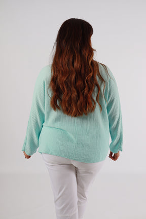 Blair Cotton Blouse in Aqua