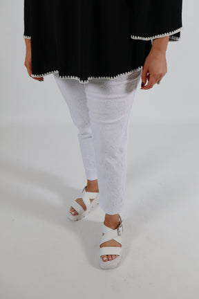 Robell 7/8ths Trousers | White Embroidery