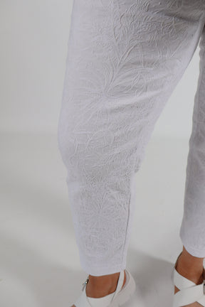 Robell 7/8ths Trousers | White Embroidery