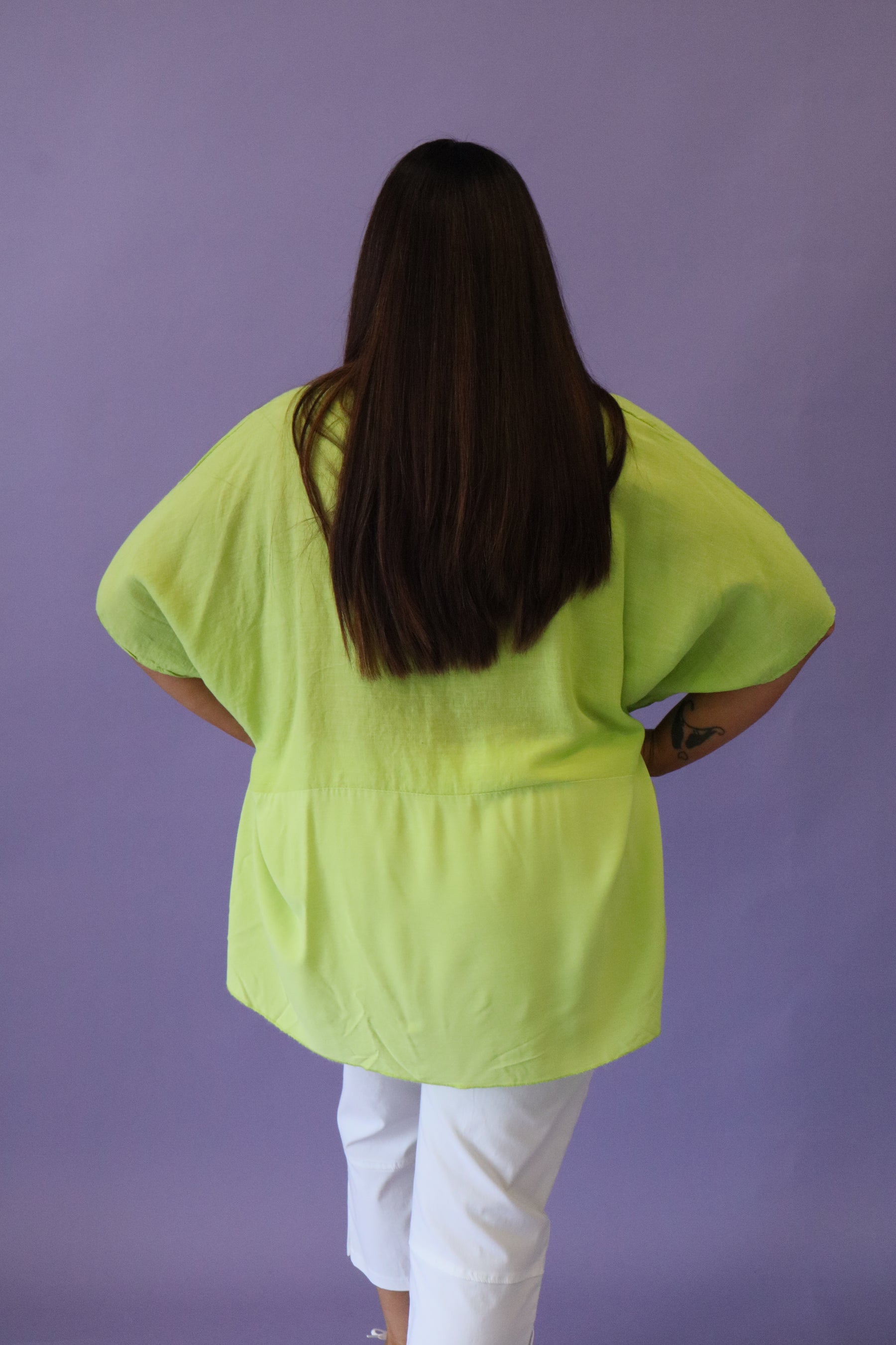 Cali Linen Top in Lime