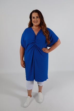 Sadhbh Pleated Oversized Tunic in Royal Blue