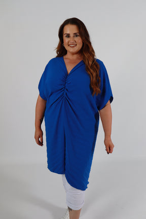 Sadhbh Pleated Oversized Tunic in Royal Blue