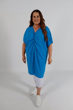Sadhbh Pleated Oversized Tunic in Blue