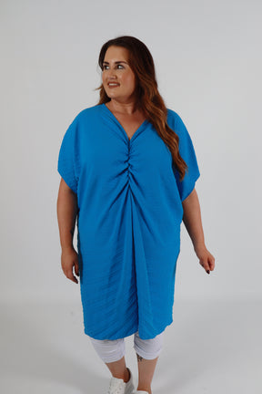 Sadhbh Pleated Oversized Tunic in Blue