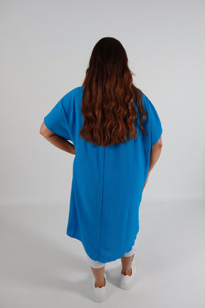 Sadhbh Pleated Oversized Tunic in Blue