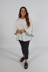 Robell 7/8ths Trousers | Black Polka Dot