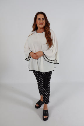 Robell 7/8ths Trousers | Black Polka Dot