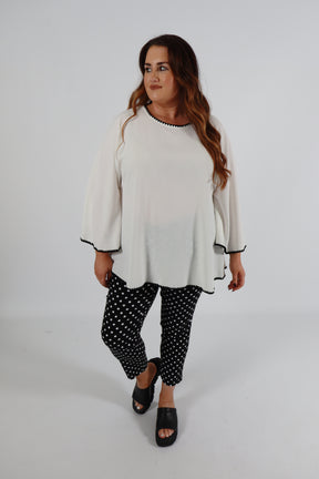 Robell 7/8ths Trousers | Black Polka Dot