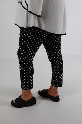 Robell 7/8ths Trousers | Black Polka Dot