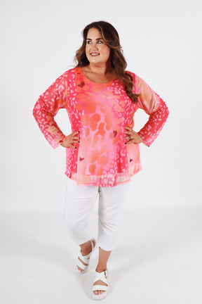 Leah Top in Pink/Orange