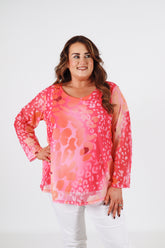 Leah Top in Pink/Orange