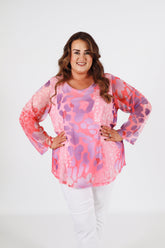 Leah Top in Pink/Purple