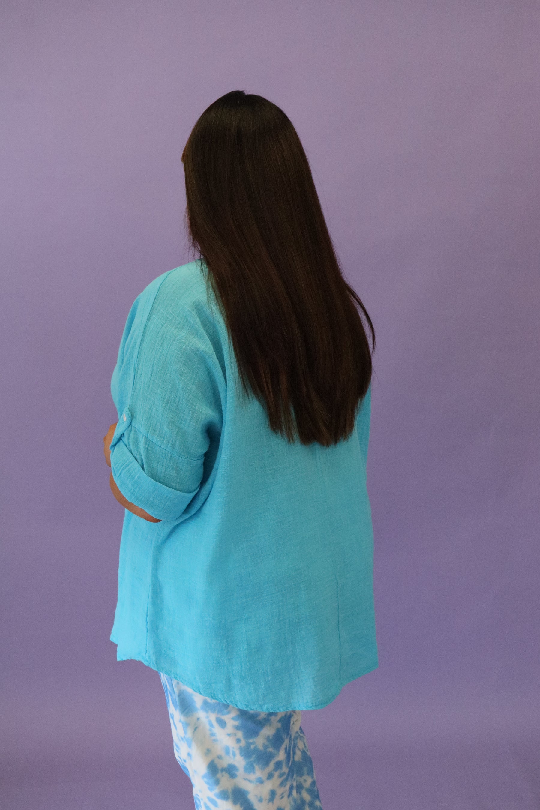 Elsie Cotton Top in Turquoise