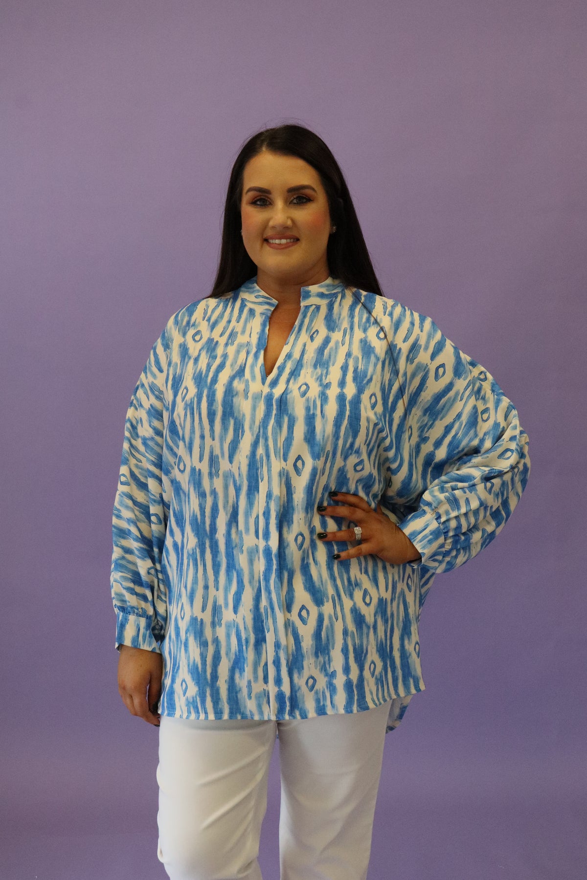 Ayla Print Blouse in Blue