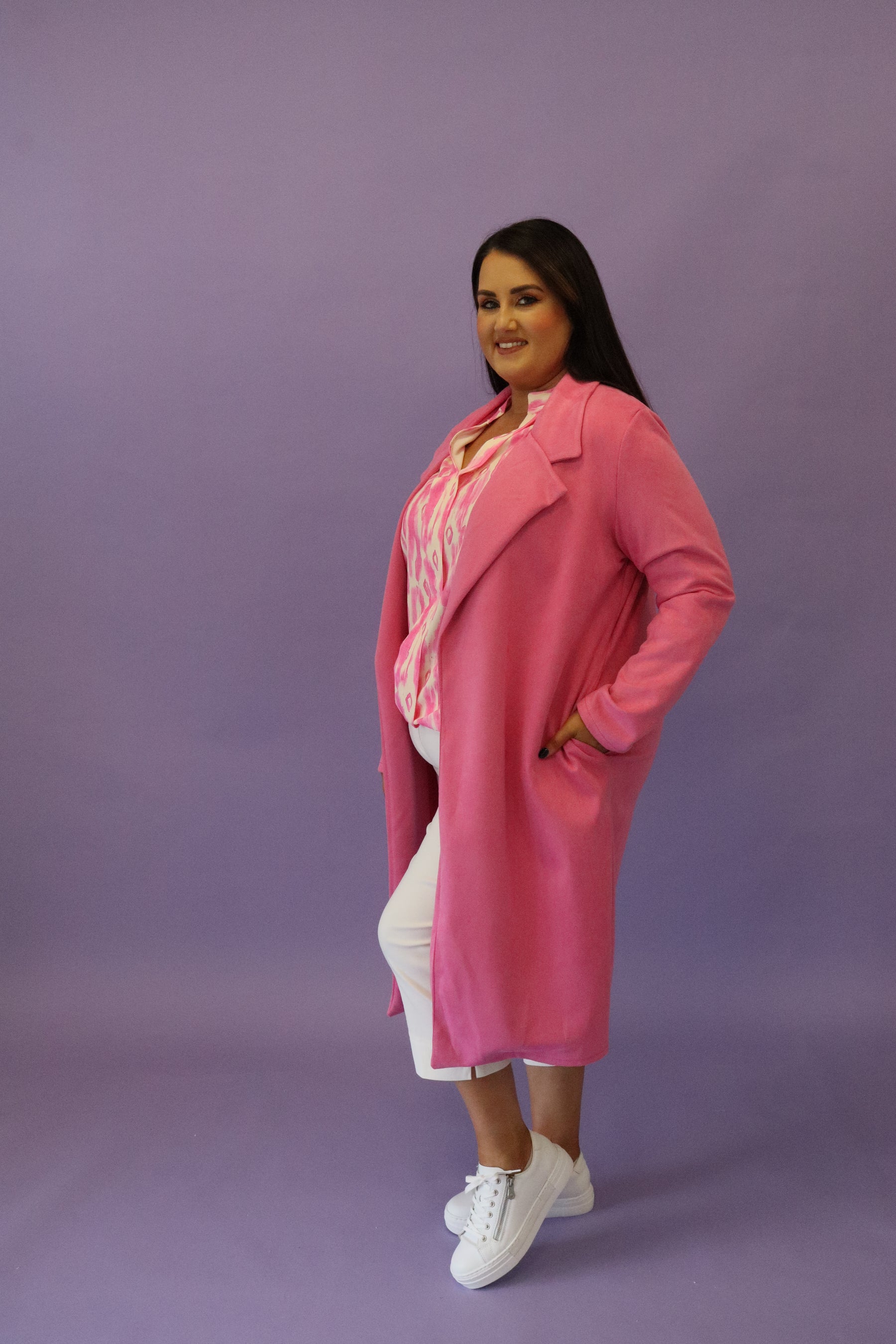 Celine Longline Jacket in Pink
