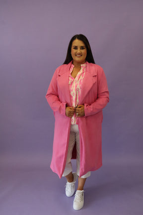 Celine Longline Jacket in Pink