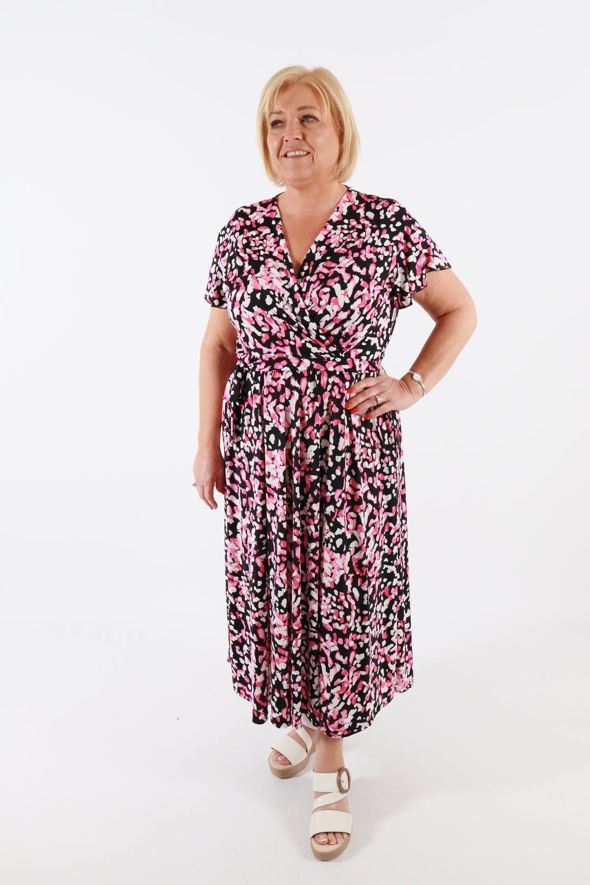 Dani Dress in Black with Pink Dots