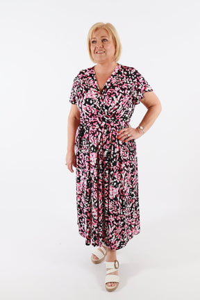 Dani Dress in Black with Pink Dots