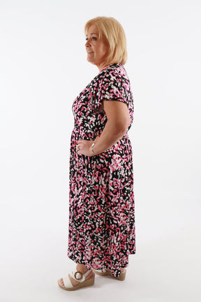 Dani Dress in Black with Pink Dots