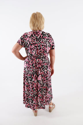 Dani Dress in Black with Pink Dots