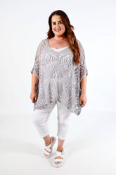 Tara Crochet Top in Grey