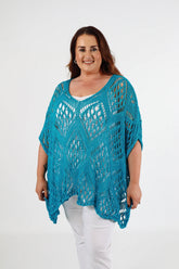 Tara Crochet Top in Turquoise