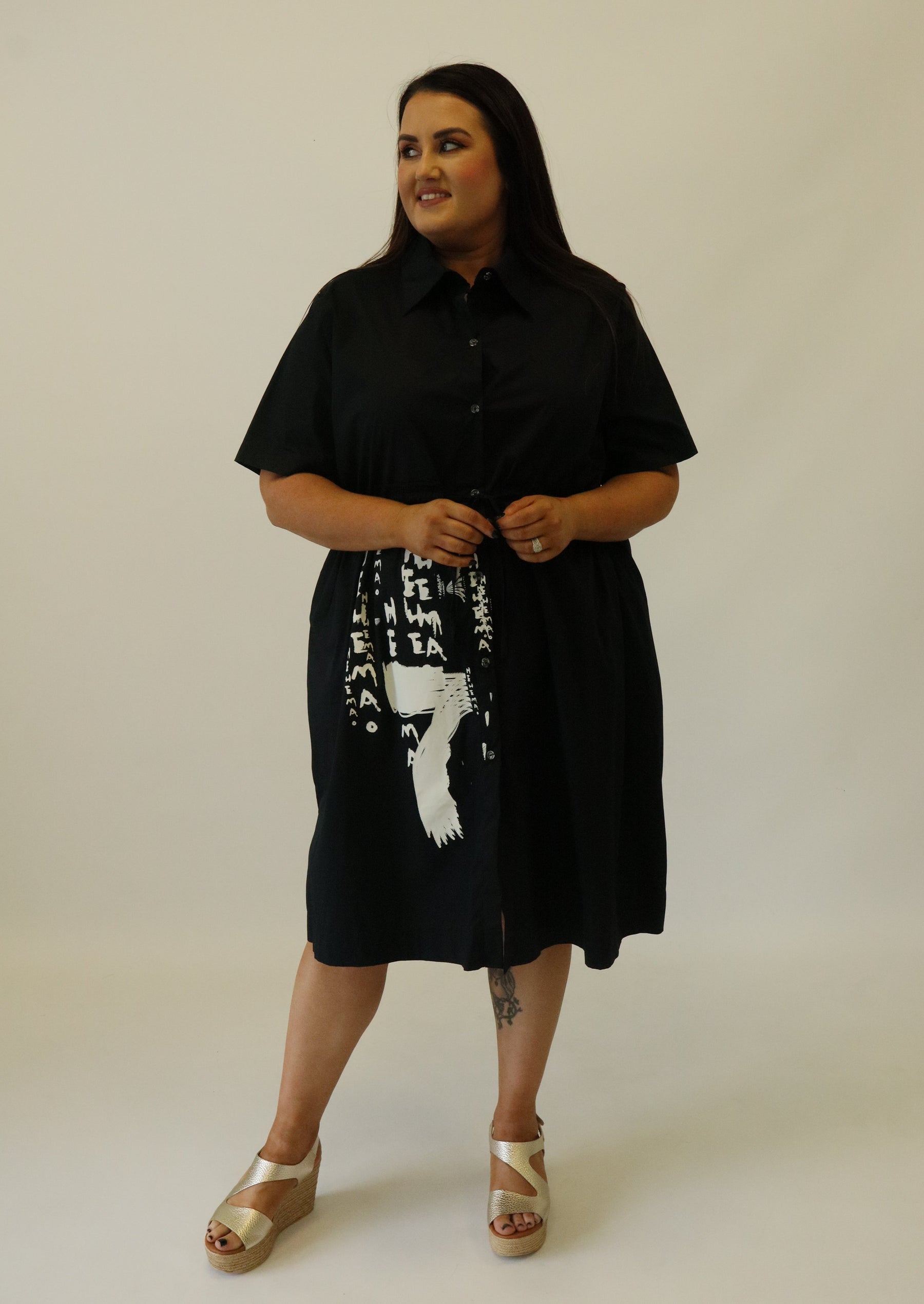 Noa Black Printed Shirt Dress