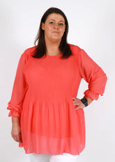 Maizie Pleated Blouse in Coral