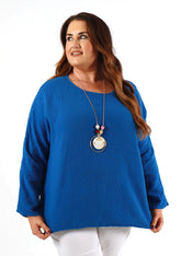 Blair Cotton Blouse in Royal Blue