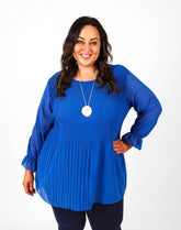 Maizie Pleated Blouse in Royal Blue