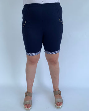 Suzi Striped Shorts in Navy