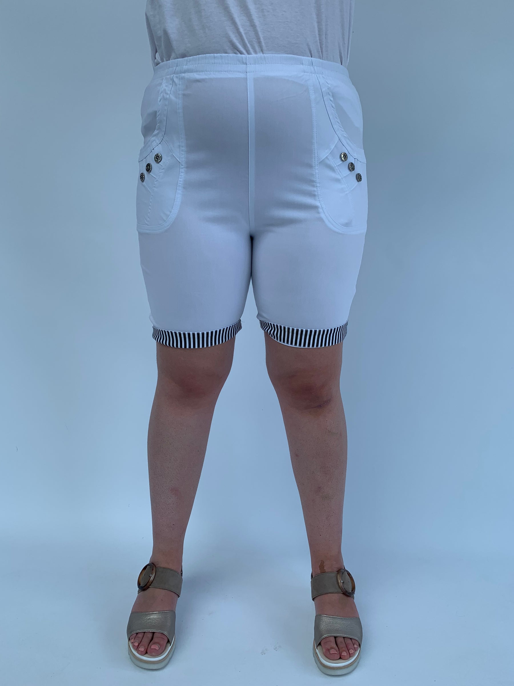 Suzi Striped Shorts in White