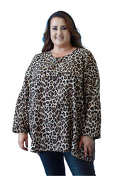 Emma Blouse in Cream Leopard Print