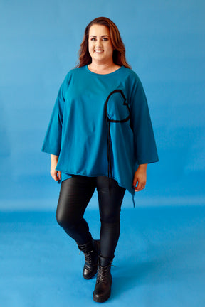 Emily Heart Top in Teal