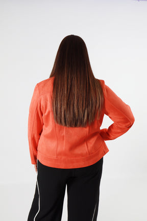 Amber Suede Biker Jacket in Orange