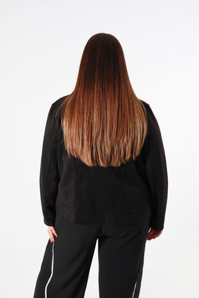 Amber Suede Biker Jacket in Black