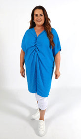 Sadhbh Pleated Oversized Tunic in Blue