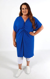 Sadhbh Pleated Oversized Tunic in Royal Blue