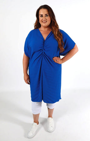 Sadhbh Pleated Oversized Tunic in Royal Blue