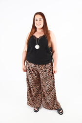 Emery Wide Trousers in Leopard Print