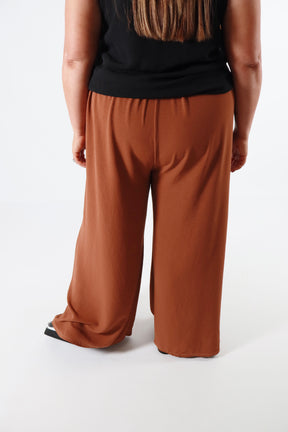 Bella Wide Leg Trousers in Rust