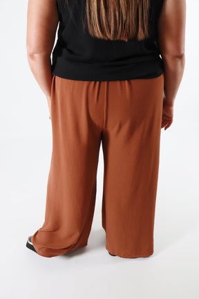 Bella Wide Leg Trousers in Rust