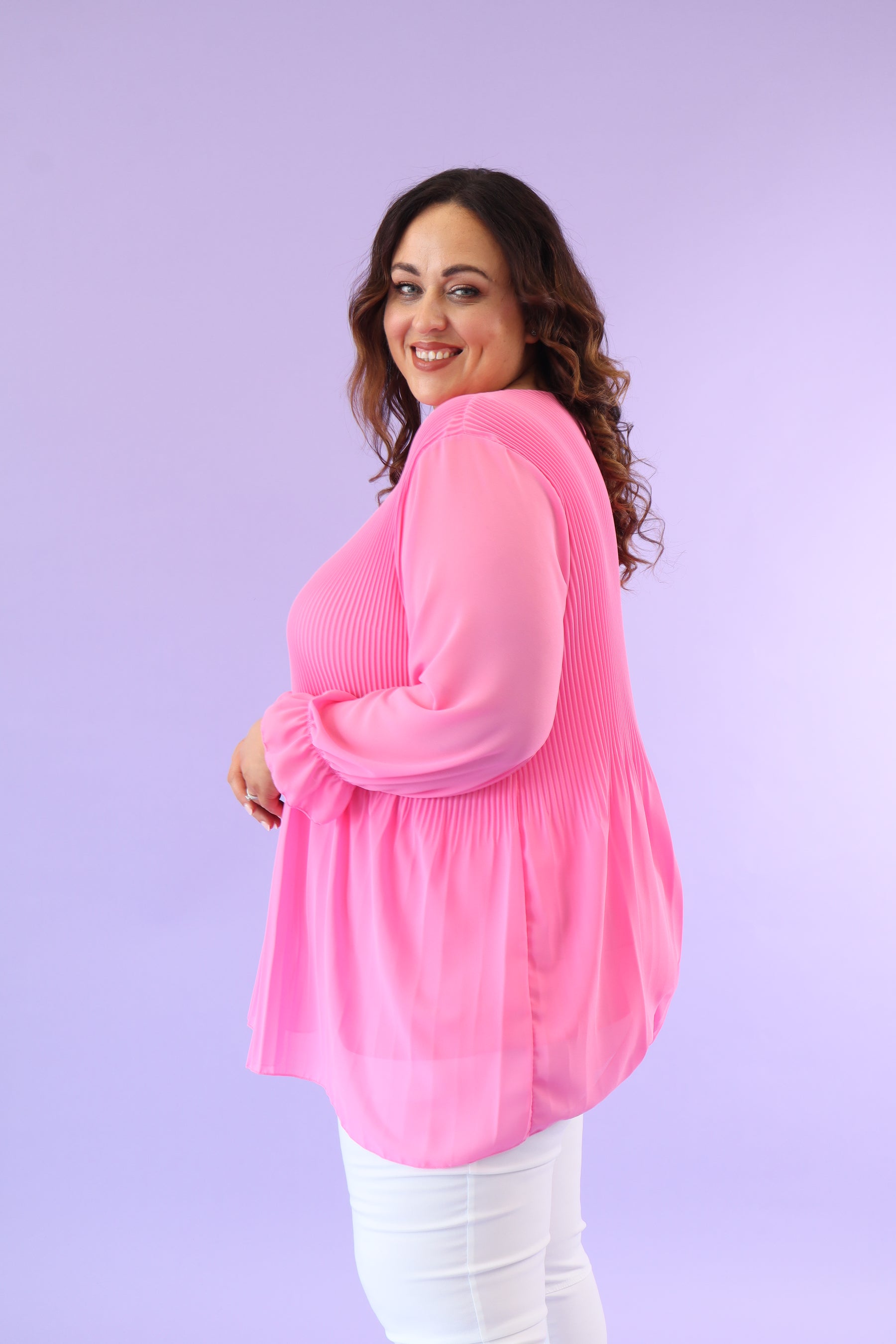 Maizie Pleated Blouse in Pink