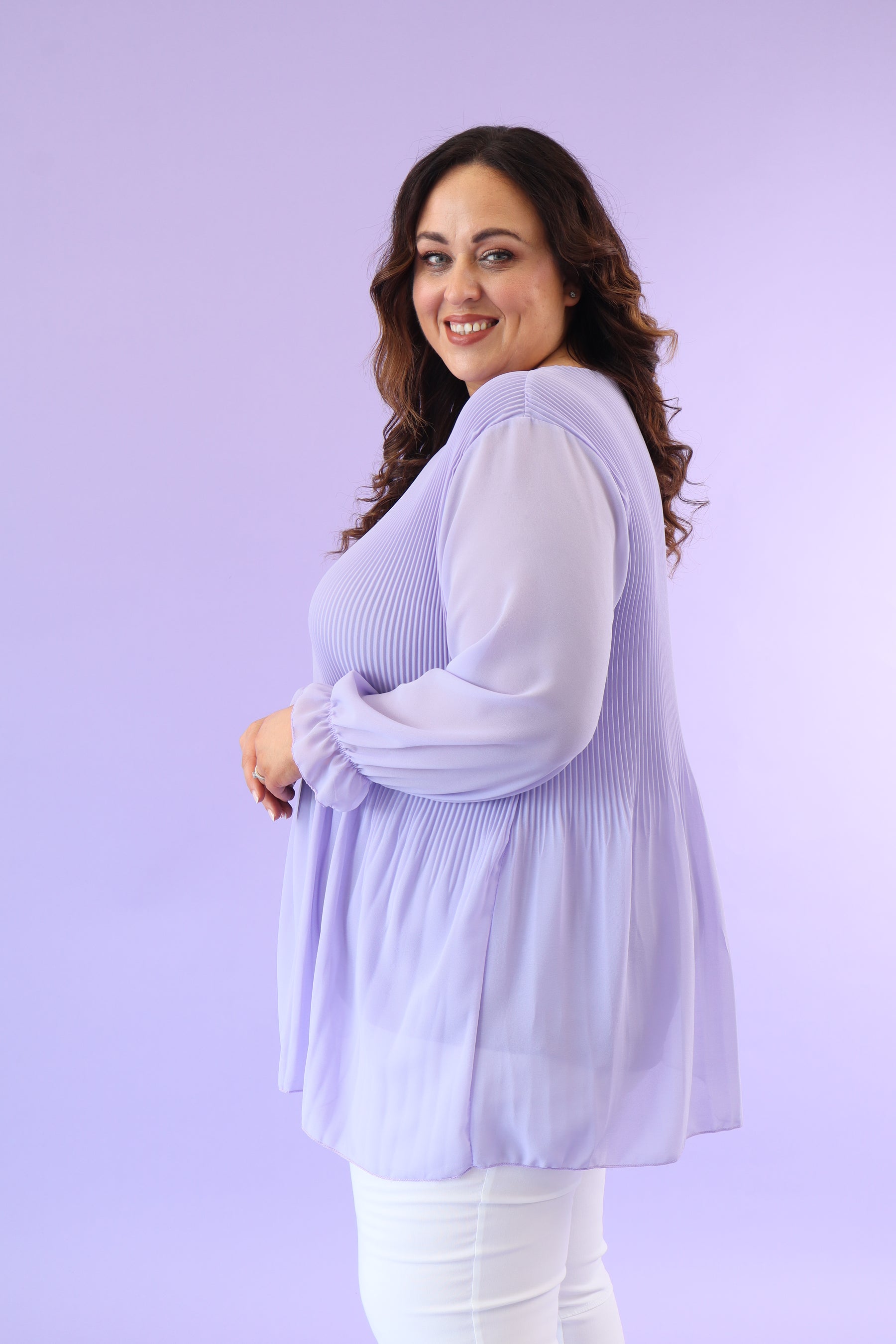 Maizie Pleated Blouse in Lilac