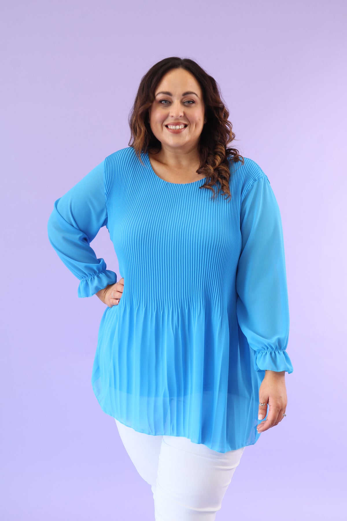 Maizie Pleated Blouse in Blue
